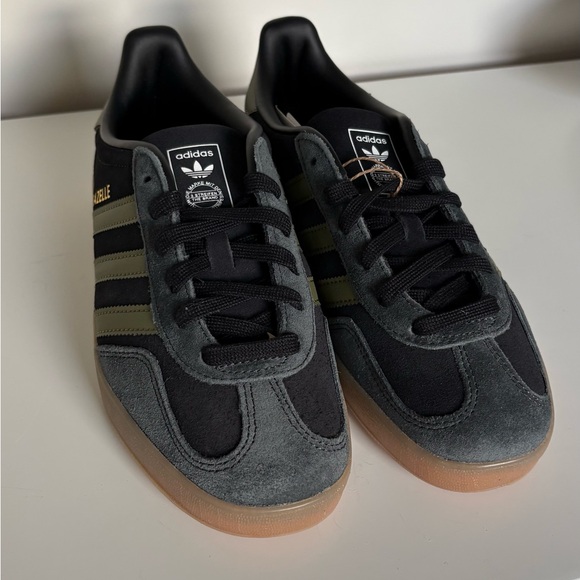 Adidas Gazelle Black and Olive Sneakers - Picture 2 of 4